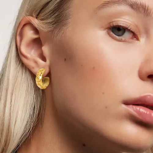 JDET461 Stainless steel earrings fashionable 18K gold diamond C-shaped earrings women's earrings