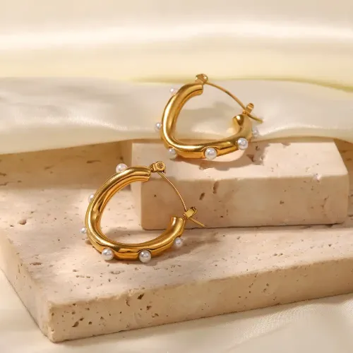 JDET662 18K Gold Plated Shaped Pearl Earrings