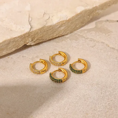 JDET273 Zircon 18K gold stainless steel earrings