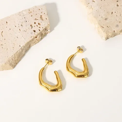 JDET322 Irregular shaped earrings 18K gold-plated stainless steel earrings