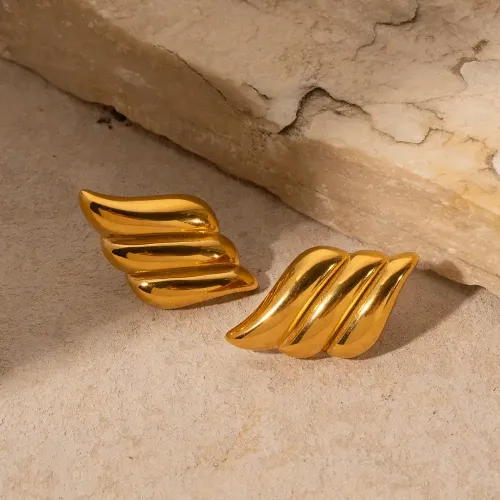 JDET132 18k Gold Stainless Steel Twisted Earrings