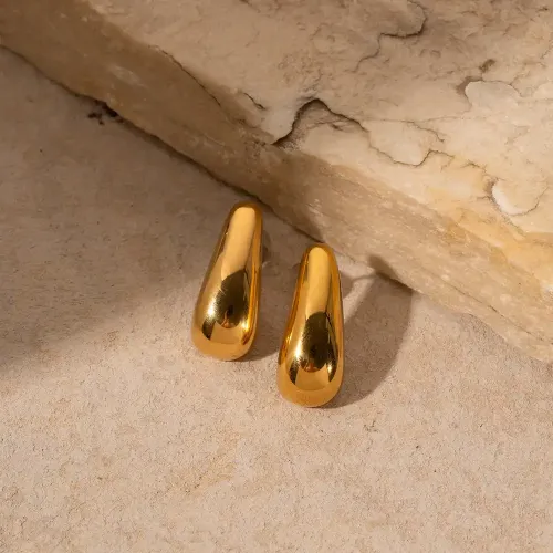 JDET823 18K gold regular shape earrings streamlined earrings jewelry