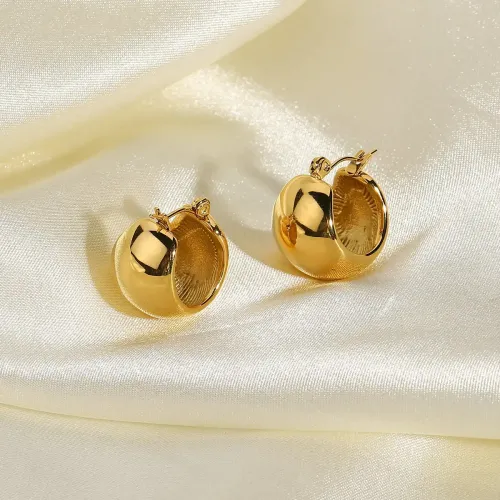 JDET380 Three-dimensional spherical 18K gold-plated 316L stainless steel earrings for women