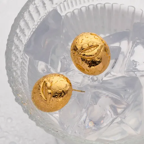 JDET772 Titanium Steel Plated 18K Gold Stainless Steel Chubby Lips Oval Stud Earrings Jewelry