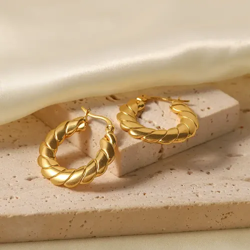 JDET184 Geometric twist circle stainless steel non-fading 18k gold jewelry