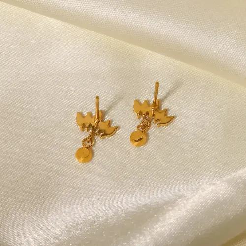 JDET247 18k gold crown pendant white zircon pendant earrings stud earrings