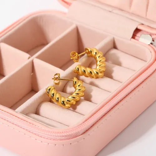 JDET355 Stainless steel twist open triangle earrings women's fashion earrings