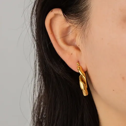 JDET731 Titanium Steel 18K Gold Stainless Steel Chain Earrings Female Earrings Jewelry