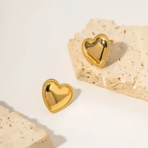 JDET608 18K gold plated stainless steel edge love earrings wholesale
