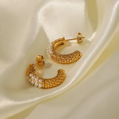 JDET232 Gold-plated stainless steel earrings with pearls