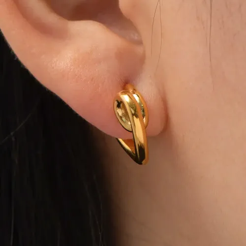 JDET634 Stainless Steel Gold Silver Stitching Love Earrings Geometric Titanium Steel Women's Stud Earrings Jewelry