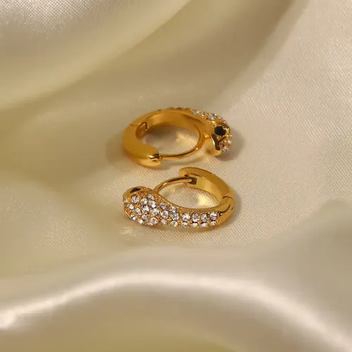 JDET654 18K Gold Plated Stainless Steel Serpentine Zirconia Earrings