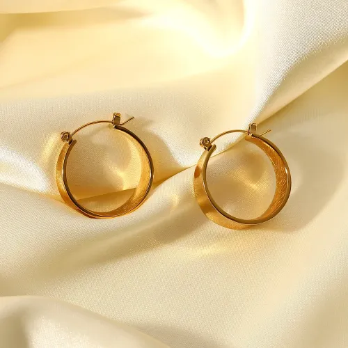 JDET637 Earrings 18K Gold Plated Stainless Steel Curved Smooth Surface Earrings Titanium Steel Earrings for Women