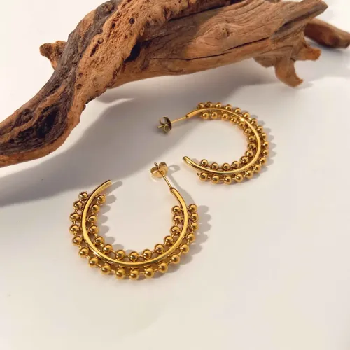 JDET349 Steel ball splicing jewelry 18K gold stainless steel earrings for women