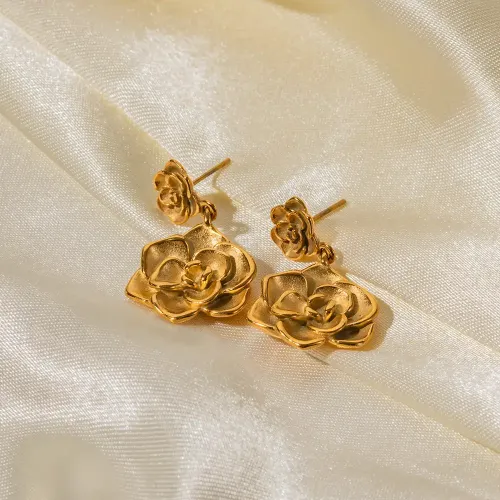 JDET559 18k gold plated stainless steel rose pendant women's jewelry wholesale