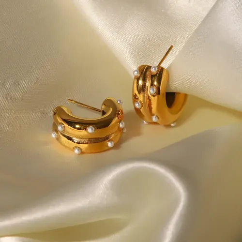 JDET395 Geometric irregular French zirconia earrings