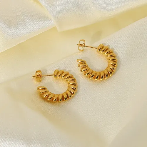 JDET26 Twisted stainless steel gold earrings