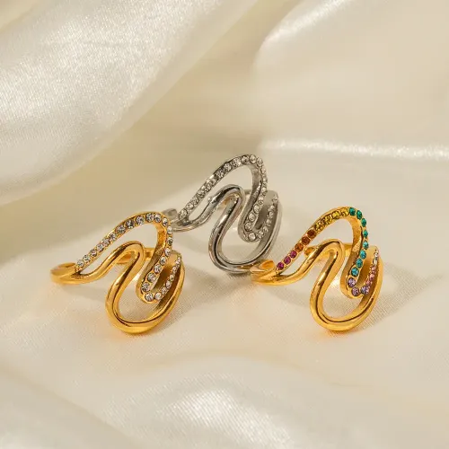 ZTRT329 18K Gold Plated Double Layer Diamond Ring ...