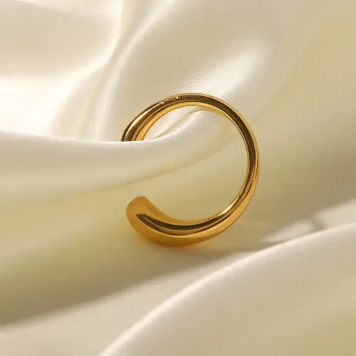 ZTRT296 Elegant 18K Gold Plated Geometric Stainless Steel Open Ring for Women