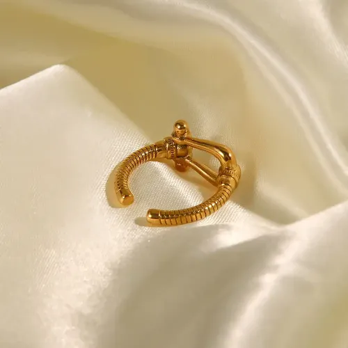 ZTRT368 Gold Plated Geometric Horseshoe Buckle Open Ring Adjustable Index Finger Jewelry