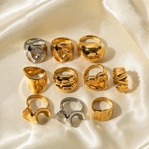 ZTRT2 18K Gold Finished Stainless Steel Closed Rings Bulk Jewelry Wholesale