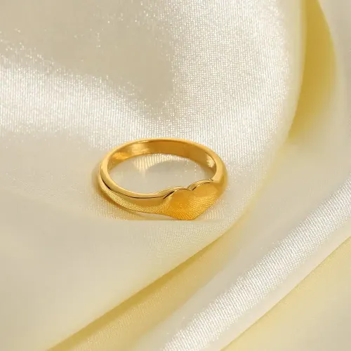 ZTRT241 18K Gold Plated Chunky Heart Ring, Hollow Love Design Stainless Steel for Women