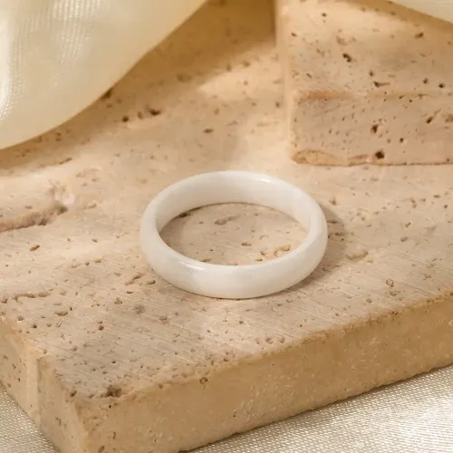 ZTRT314 Chic 4mm Wide White Band Ring for Women, Fashion Jewelry Wholesale