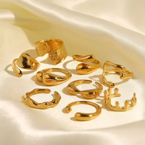 ZTRT4 Irregular Geometric Hip Hop Adjustable Rings Unisex Index Finger Couple Ring