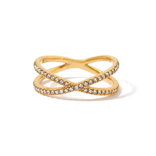 ZTRT139 Elegant Women's Set Diamond Tail Ring Chic Stacking Band