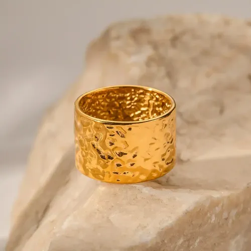 ZTRT202 Wholesale 18K Gold Plated Texture Stainless Steel Ring Jewelry Men Women