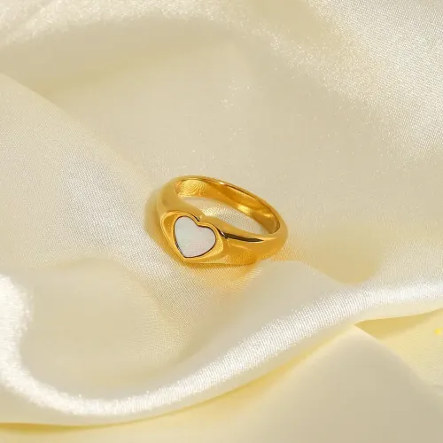 ZTRT98 18K Gold Plated Black Heart Epoxy Ring, Women's 316L Stainless Steel Band