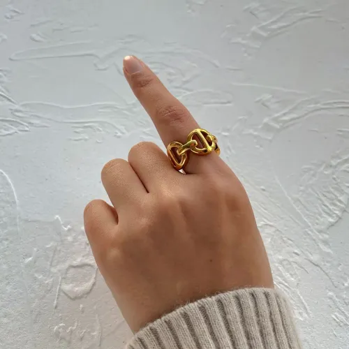 ZTRT126 Elegant Diamond Accent Geometric Ring Gold Plated Women's Band, Romantic Couple Jewelry