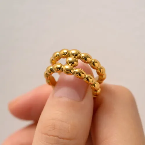 ZTRT388 18K Gold Crafted I Shaped Open Ring Elegant Adjustable Band
