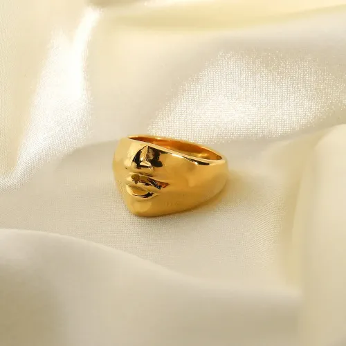 ZTRT364 18K Gold Plated Stainless Steel Hip Hop Mask Ring Vacuum Electroplating Face Accessory