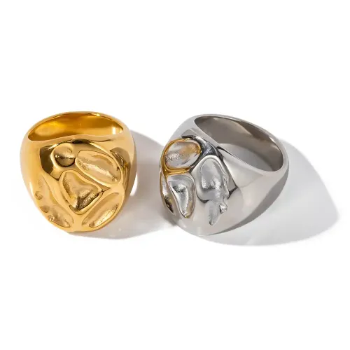 ZTRT116 18K Gold Plated Debossed Ring Stainless Steel Jewelry Wholesale