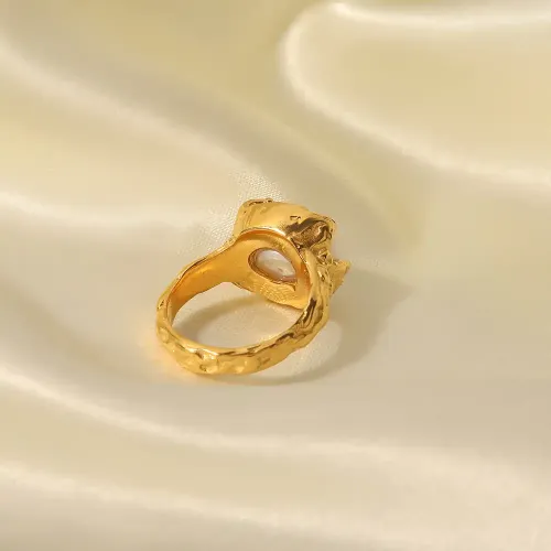 ZTRT269 Elegant Non Fading Gold Ring with Large Baroque Freshwater Pearl for Women