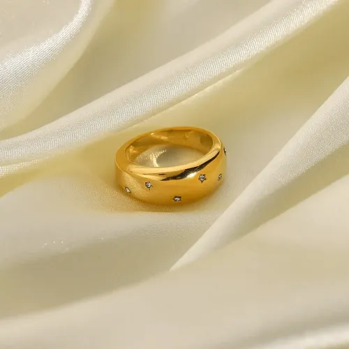 ZTRT365 18K Gold Plated Zircon Star Ring Stainless Steel Women's Luxury Jewelry