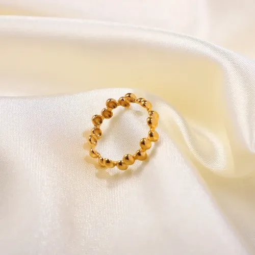 ZTRT207 18K Gold Plated Small Bean Open Ring Trendy Stainless Steel Adjustable Jewelry