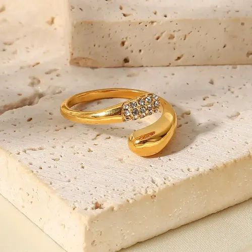ZTRT291 Women's Micropaved Cubic Zirconia Geometric Open Ring in Elegant Style