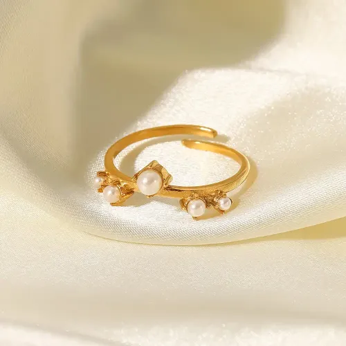 ZTRT399 Wholesale Geometric Open Ring, 18K Gold Electroplated Stainless Steel, Individually Packaged