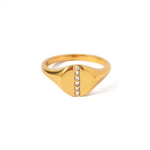 ZTRT422 18K Gold Plated Cubic Zirconia Ring Elegant Stainless Steel Jewelry for Women