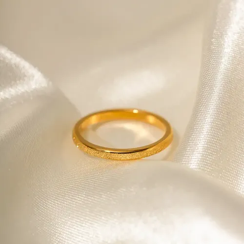 ZTRT337 Elegant 18K Gold Frosted Stainless Steel Women's Ring Bulk Jewelry Wholesale