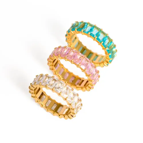 ZTRT118 Wholesale 18K Gold Stainless Steel Zircon Ring Elegant Jewelry Collection