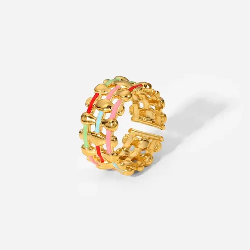 ZTRT401 18K Gold Plated Stainless Steel Ring Wholesale Jewelry