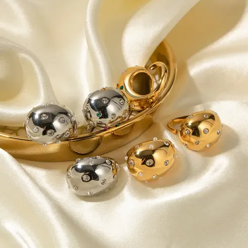 ZTRT157 Wholesale 18K Gold Plated Stainless Steel Open Rings Chic Jewelry Collection