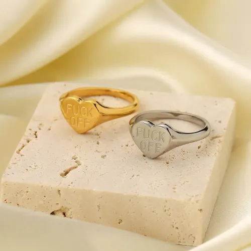 ZTRT150 Bold 18K Gold Plated Stainless Steel 'Statement' Ring Unisex Fashion Accessory