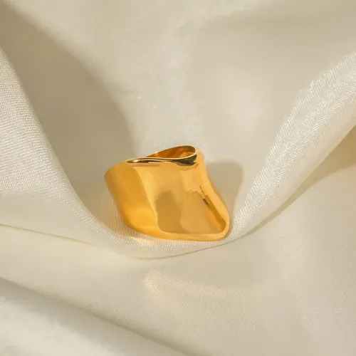 ZTRT84 Minimalist 18K Gold Plated Stainless Steel Wide Band Ring Wholesale Jewelry