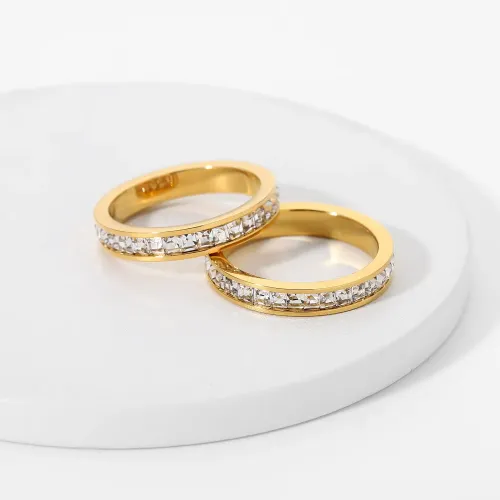 ZTRT195 Elegant Single Circle Zircon Ring for Women, 18K Gold Plated Fashion Jewelry