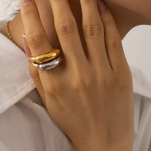 ZTRT176 Elegant 18K Gold Plated Double Curved Tail Ring Electroplated Fashion Accessory