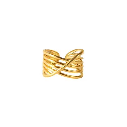 ZTRT92 18K Gold Plated Multi Layered Open Ring Chic Stainless Steel Women's Band